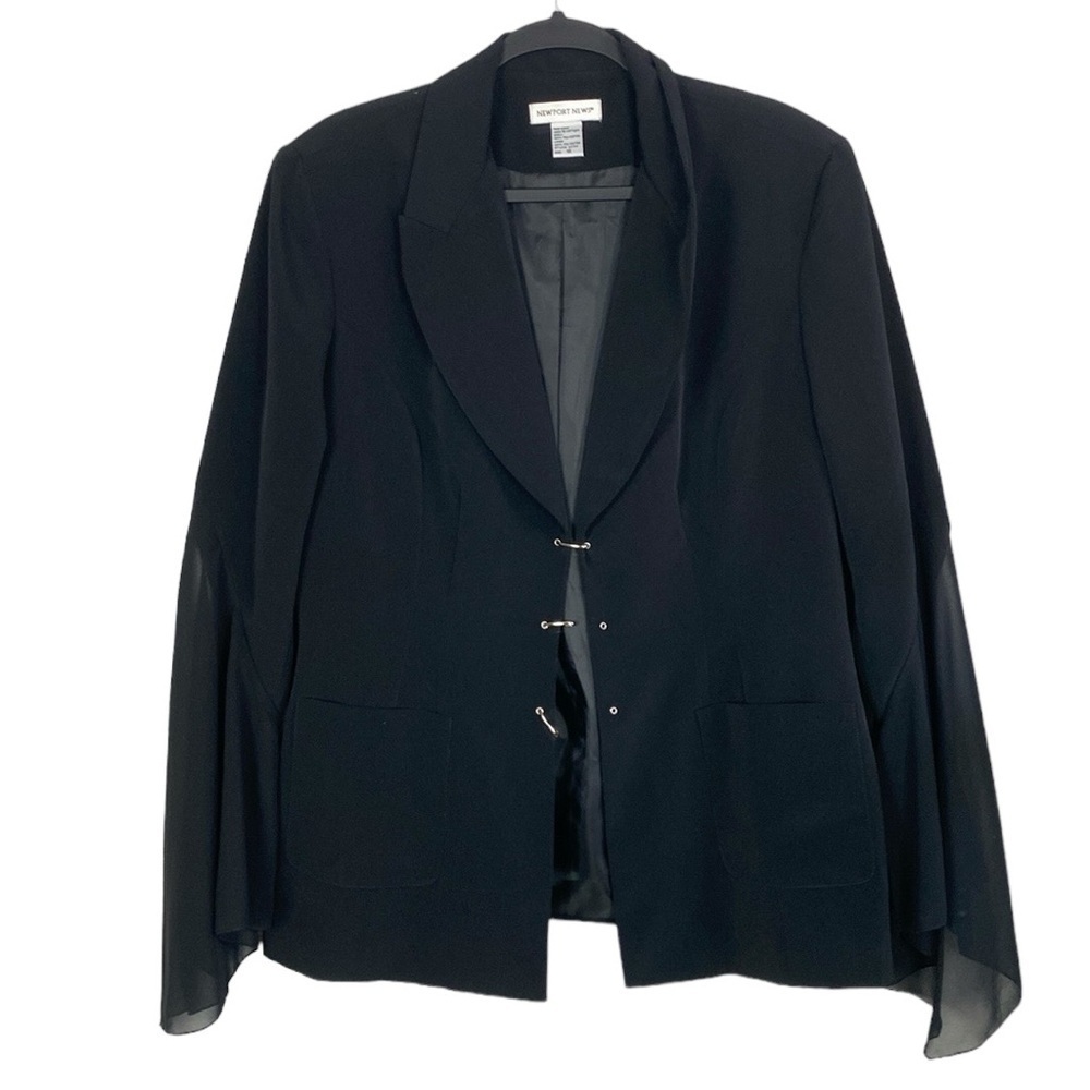 Vintage Newport News, black sheer sleeve blazer